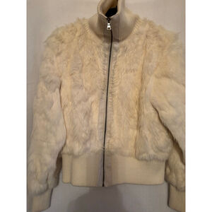 Women's Xing Cream Faux Fur Bomber Jacket L